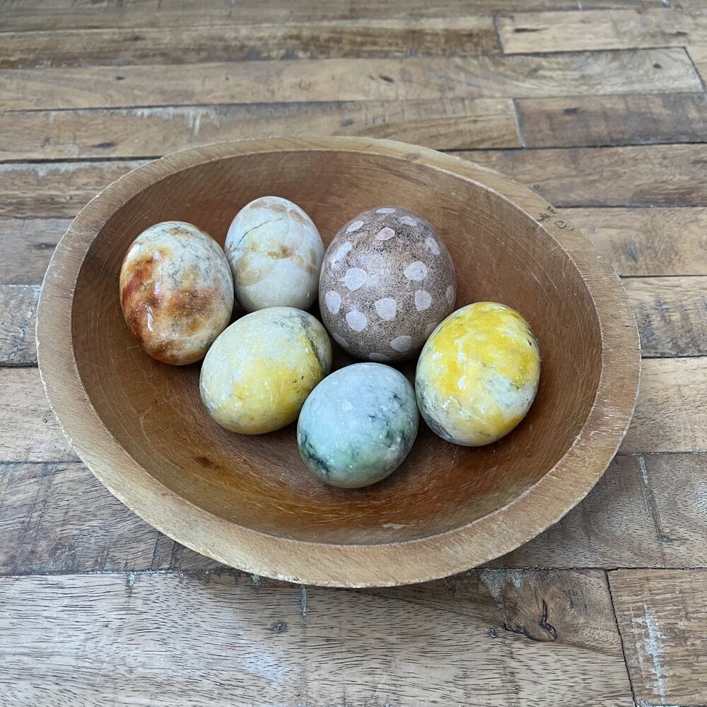 Lot of 6 Natural Polished Stone Eggs Decorative Collectibles Smooth Handcrafted